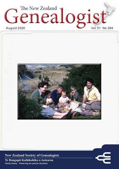 Cover of August 2020 NZ Genealogist Magazine